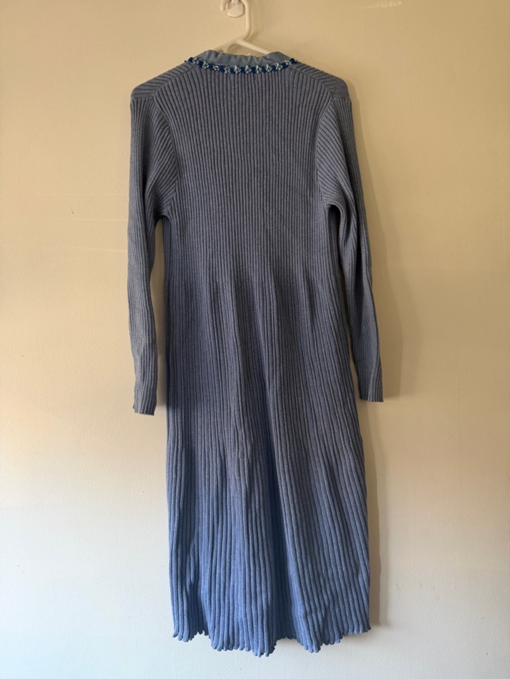 April Cornell Dusty Blue Ribbed Cotton Cardigan - Picture 3 of 3